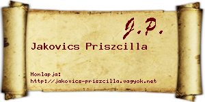 Jakovics Priszcilla névjegykártya
